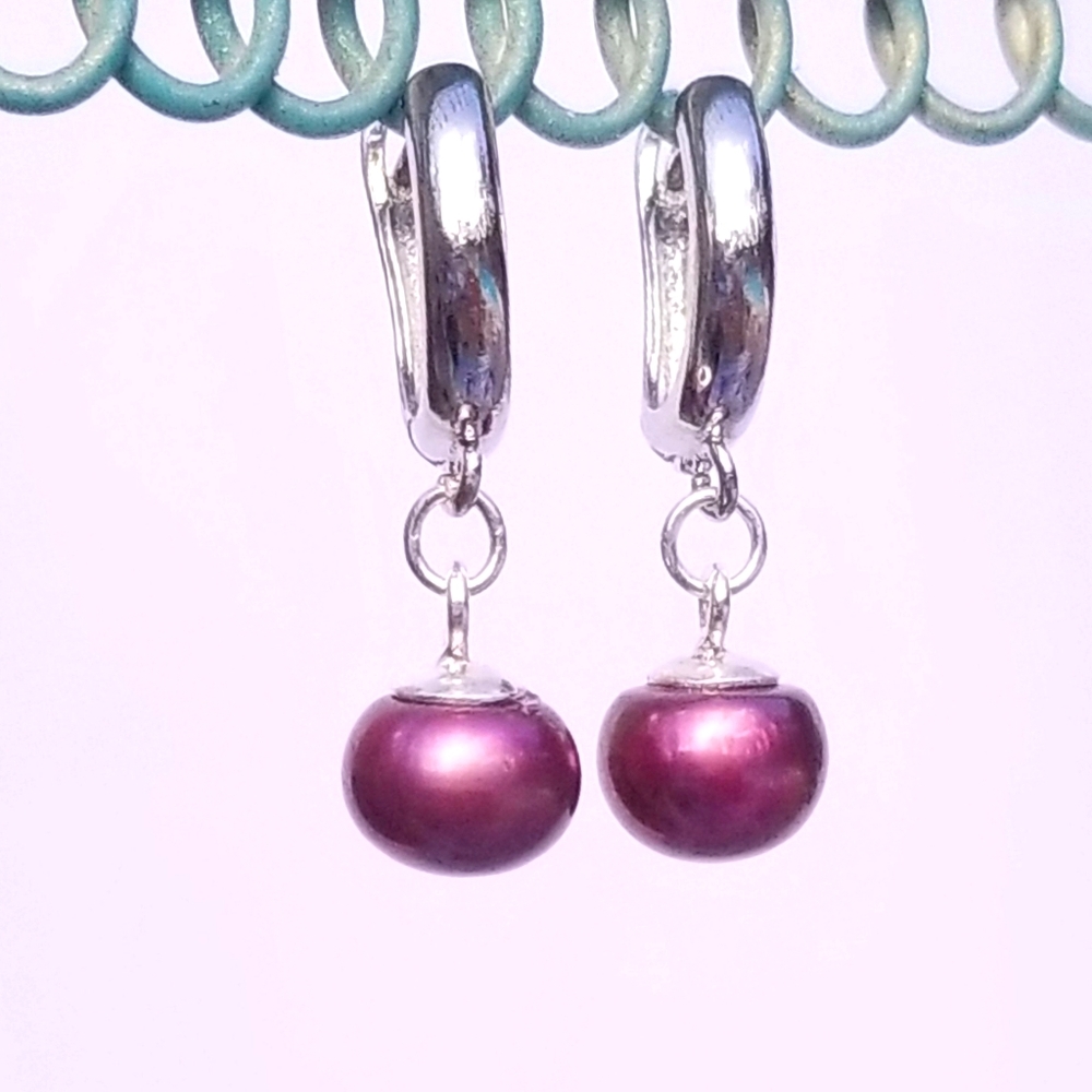 Red Ruby Pearl Earrings